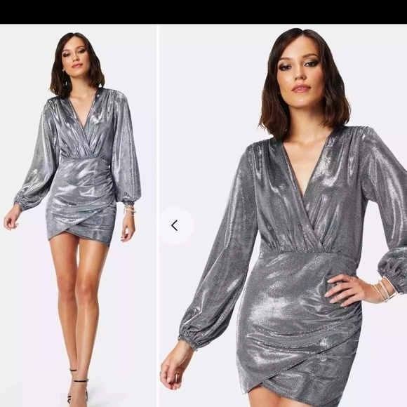 Ramy Brook Dresses & Skirts - Ramy Brook Metallic Silver Long Sleeve Dress